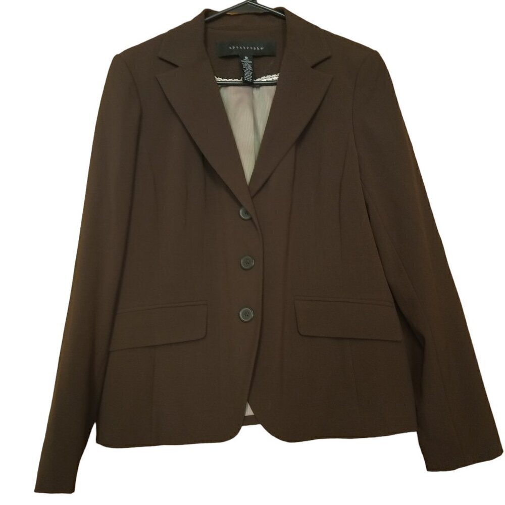 Apostrophe Size 10 Brown Blazer 3 Button Closure Classic Career Jacket Office
